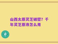 山西太原灵芝破壁？千年灵芝原液怎么用
