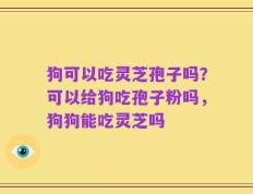 狗可以吃灵芝孢子吗？可以给狗吃孢子粉吗，狗狗能吃灵芝吗