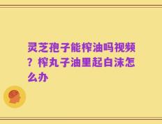 灵芝孢子能榨油吗视频？榨丸子油里起白沫怎么办