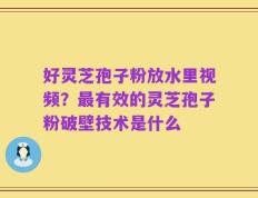 好灵芝孢子粉放水里视频？最有效的灵芝孢子粉破壁技术是什么
