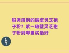服务周到的破壁灵芝孢子粉？紫一破壁灵芝孢子粉到哪里买最好