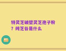 特灵芝破壁灵芝孢子粉？纯芝谷是什么