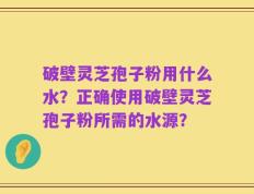 破壁灵芝孢子粉用什么水？正确使用破壁灵芝孢子粉所需的水源？