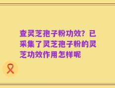 查灵芝孢子粉功效？已采集了灵芝孢子粉的灵芝功效作用怎样呢