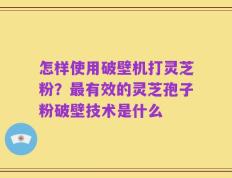 怎样使用破壁机打灵芝粉？最有效的灵芝孢子粉破壁技术是什么