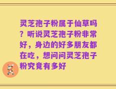 灵芝孢子粉属于仙草吗？听说灵芝孢子粉非常好，身边的好多朋友都在吃，想问问灵芝孢子粉究竟有多好