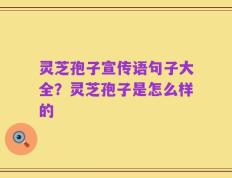 灵芝孢子宣传语句子大全？灵芝孢子是怎么样的
