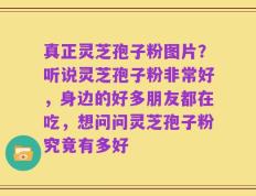 真正灵芝孢子粉图片？听说灵芝孢子粉非常好，身边的好多朋友都在吃，想问问灵芝孢子粉究竟有多好