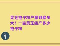 灵芝孢子粉产量到底多大？一亩灵芝能产多少孢子粉