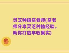 灵芝种植高老师(高老师分享灵芝种植经验，助你打造丰收果实)