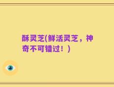 酥灵芝(鲜活灵芝，神奇不可错过！)