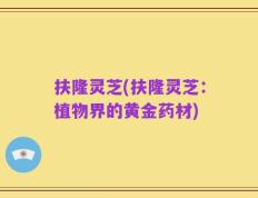 扶隆灵芝(扶隆灵芝：植物界的黄金药材)