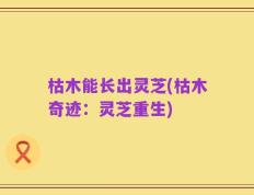 枯木能长出灵芝(枯木奇迹：灵芝重生)