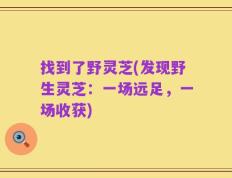找到了野灵芝(发现野生灵芝：一场远足，一场收获)