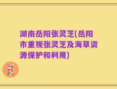 湖南岳阳张灵芝(岳阳市重视张灵芝及海草资源保护和利用)