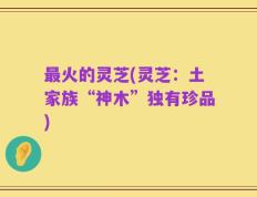 最火的灵芝(灵芝：土家族“神木”独有珍品)