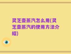 灵芝壶蒸汽怎么用(灵芝壶蒸汽的使用方法介绍)