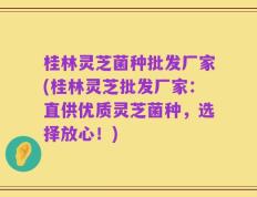 桂林灵芝菌种批发厂家(桂林灵芝批发厂家：直供优质灵芝菌种，选择放心！)