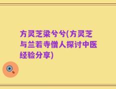 方灵芝梁兮兮(方灵芝与兰若寺僧人探讨中医经验分享)