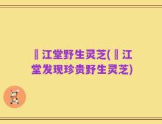 旴江堂野生灵芝(旴江堂发现珍贵野生灵芝)