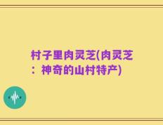 村子里肉灵芝(肉灵芝：神奇的山村特产)