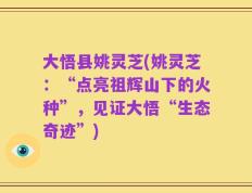 大悟县姚灵芝(姚灵芝：“点亮祖辉山下的火种”，见证大悟“生态奇迹”)
