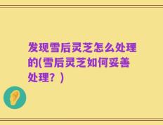 发现雪后灵芝怎么处理的(雪后灵芝如何妥善处理？)