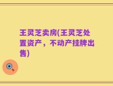 王灵芝卖房(王灵芝处置资产，不动产挂牌出售)