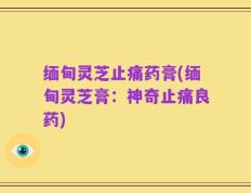 缅甸灵芝止痛药膏(缅甸灵芝膏：神奇止痛良药)
