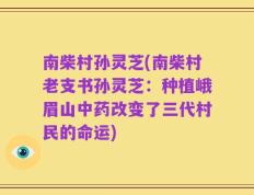 南柴村孙灵芝(南柴村老支书孙灵芝：种植峨眉山中药改变了三代村民的命运)