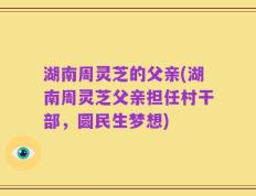 湖南周灵芝的父亲(湖南周灵芝父亲担任村干部，圆民生梦想)