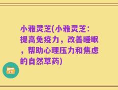 小雅灵芝(小雅灵芝：提高免疫力，改善睡眠，帮助心理压力和焦虑的自然草药)
