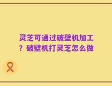 灵芝可通过破壁机加工？破壁机打灵芝怎么做