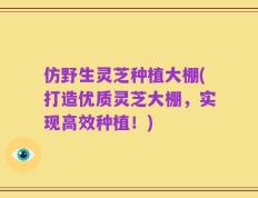 仿野生灵芝种植大棚(打造优质灵芝大棚，实现高效种植！)