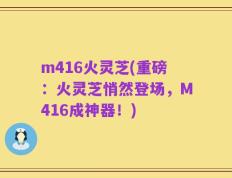 m416火灵芝(重磅：火灵芝悄然登场，M416成神器！)