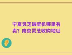 宁夏灵芝破壁机哪里有卖？南京灵芝收购地址