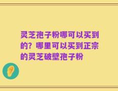 灵芝孢子粉哪可以买到的？哪里可以买到正宗的灵芝破壁孢子粉