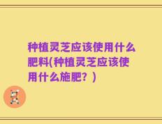 种植灵芝应该使用什么肥料(种植灵芝应该使用什么施肥？)