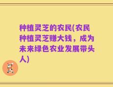 种植灵芝的农民(农民种植灵芝赚大钱，成为未来绿色农业发展带头人)