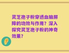 灵芝孢子粉穿透血脑屏障的功效与作用？深入探究灵芝孢子粉的神奇效果？