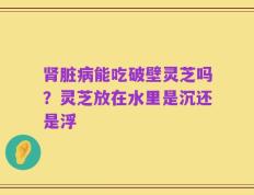 肾脏病能吃破壁灵芝吗？灵芝放在水里是沉还是浮
