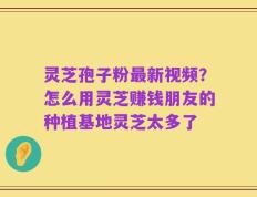 灵芝孢子粉最新视频？怎么用灵芝赚钱朋友的种植基地灵芝太多了