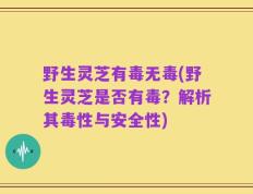 野生灵芝有毒无毒(野生灵芝是否有毒？解析其毒性与安全性)