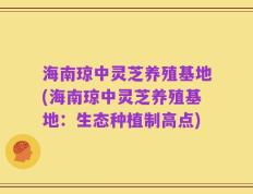海南琼中灵芝养殖基地(海南琼中灵芝养殖基地：生态种植制高点)