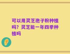 可以用灵芝孢子粉种植吗？灵芝能一年四季种植吗
