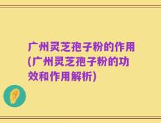 广州灵芝孢子粉的作用(广州灵芝孢子粉的功效和作用解析)