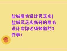 盐城眉毛设计灵芝店(盐城灵芝店新开的眉毛设计店你必须知道的3件事)
