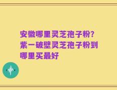安徽哪里灵芝孢子粉？紫一破壁灵芝孢子粉到哪里买最好