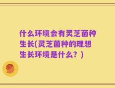 什么环境会有灵芝菌种生长(灵芝菌种的理想生长环境是什么？)
