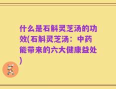 什么是石斛灵芝汤的功效(石斛灵芝汤：中药能带来的六大健康益处)